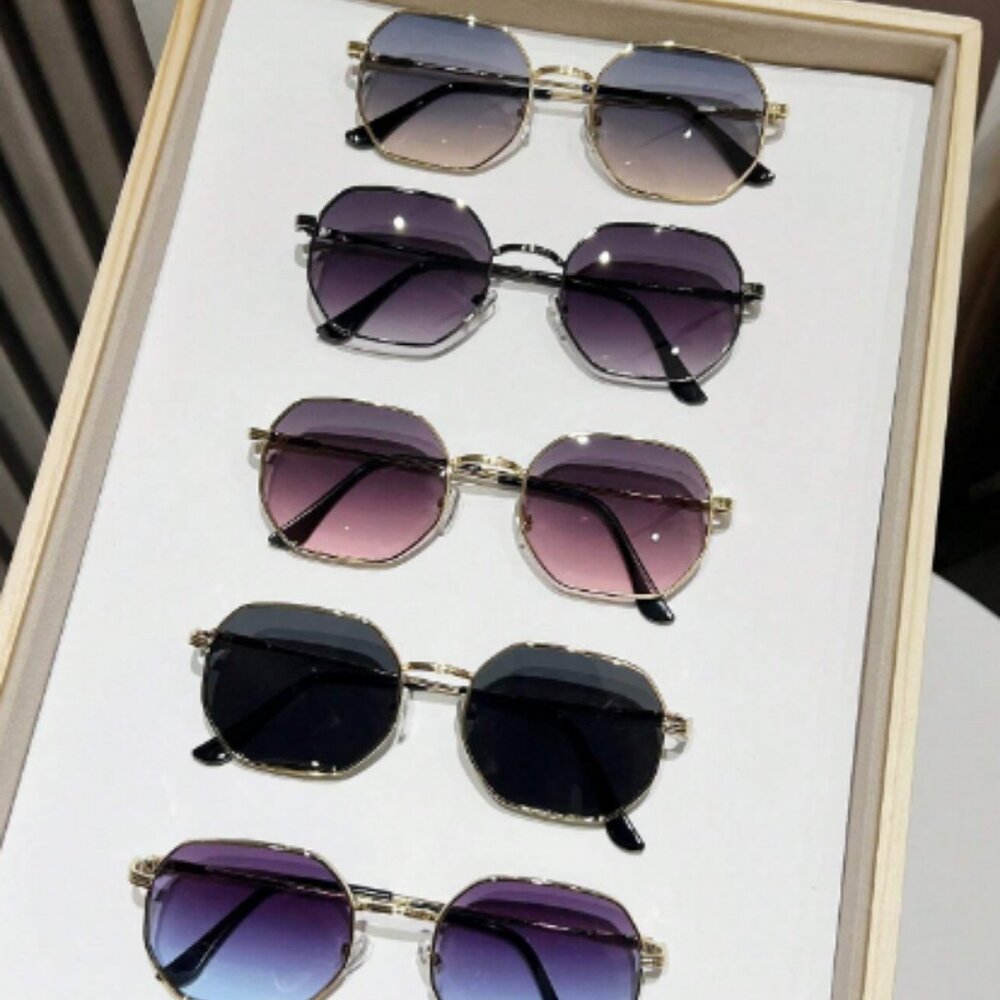 5pcs/1pc Women European And American Metal Polygon Korean Ins Retro Multicolor F